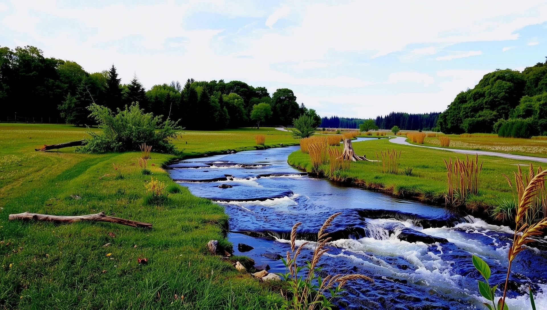 Peisaj natural senin cu vegetație luxuriantă